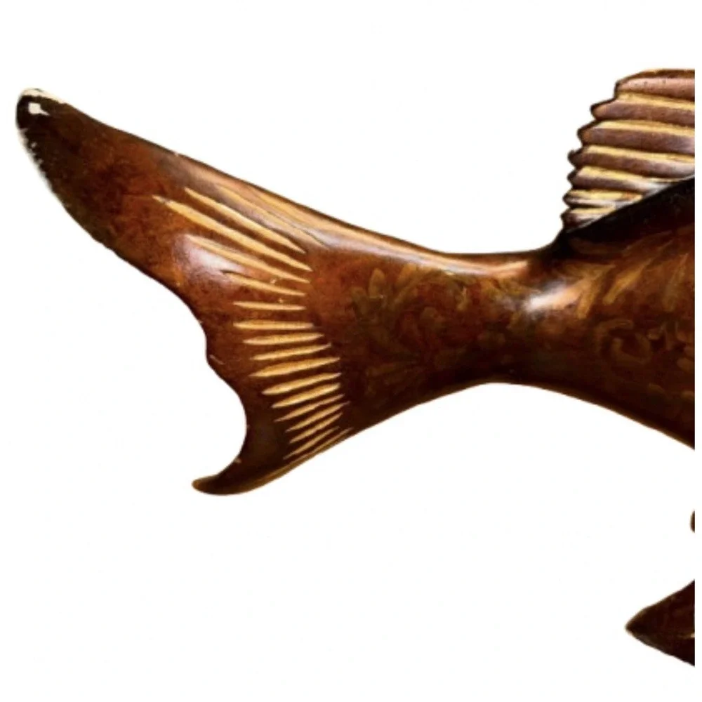 Vintage Castilian Wooden Fish Trinket Box Carved Hinged Keepsake Box 26x11 Rare